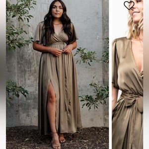 Baltic Born - Sicily Satin Maxi Dress - Olive